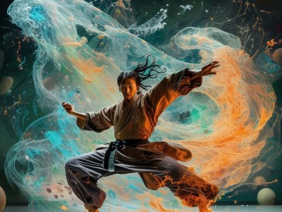 时空交织，动态武术书法八卦背景艺术展
