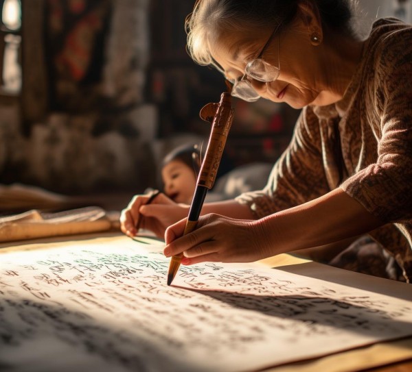 孙女共绘书法，传承之美动人心弦,孙女共绘书法，传承之美动人心弦,书法艺术,书法,艺术,第1张